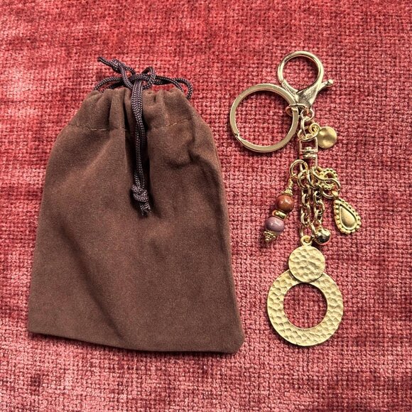 MATTE GOLD HOOP BAG CHARM Gold Tone - Picture 1 of 8